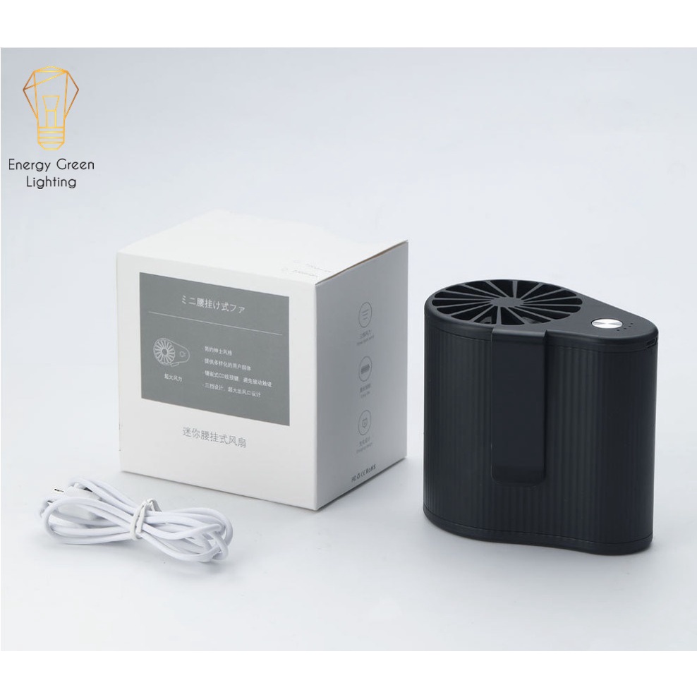 Quạt Tích Điện Mini Energy Green Lighting QMN-F16 - Đeo Hông Cài Vào Thắt Lưng Tiện Lợi - 3 Tốc Độ Gió