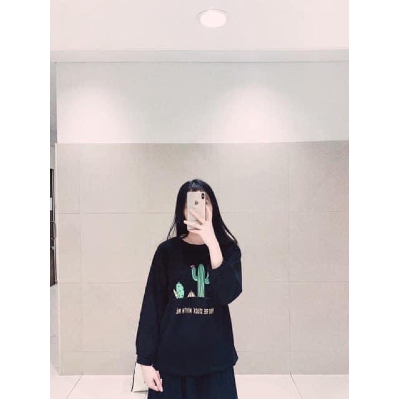 [Xả Kho 06]Áo Thun Tay Dài Nữ Form Rộng Thu Đông❤️SWEATER Cổ Tròn In Hình Hoạ Tiết Freesize Ulzzang Hottrend 2021