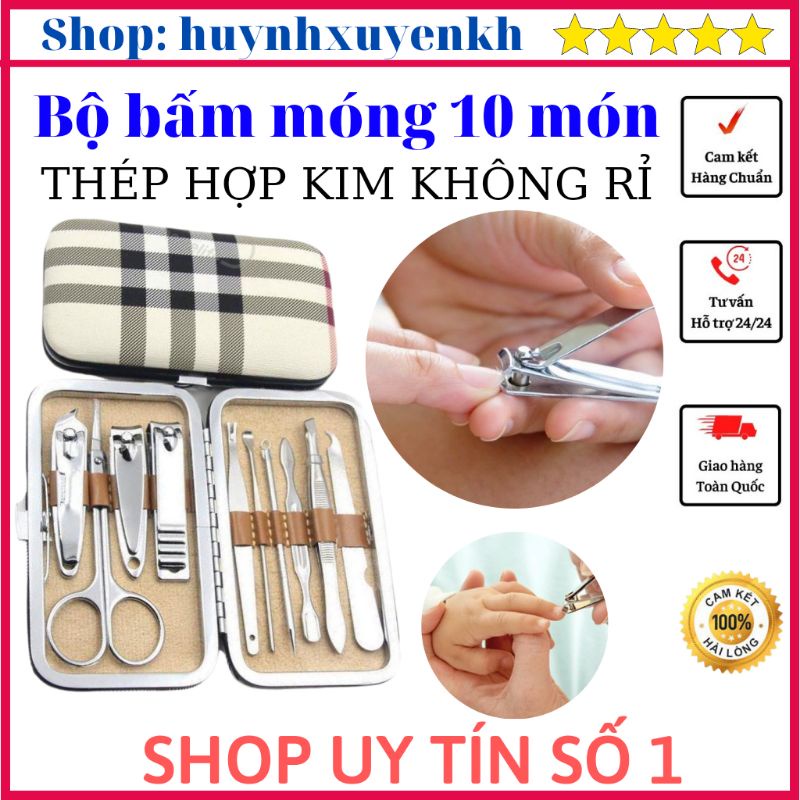 Kìm bấm móng tay 10 món cao cấp bằng thép không rỉ nhỏ gọn siêu tiện lợi dễ dàng mang theo kèm hộp đựng sịn sò