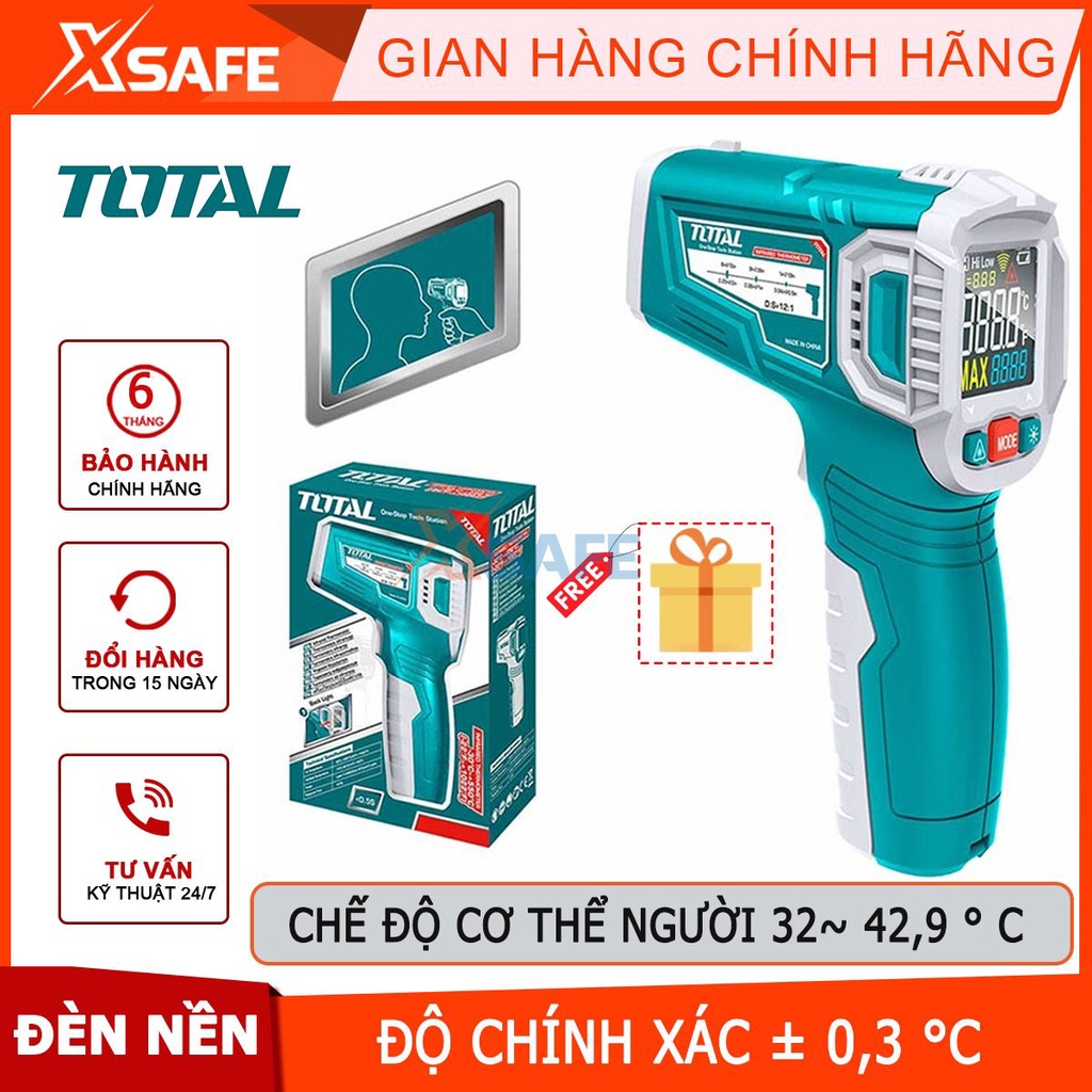 Máy đo nhiệt độ điện tử tia hồng ngoại Total THIT010381 | Nhiệt kế hồng ngoại -30°C ~ 550°C sử dụng đo nhiệt độ từ xa