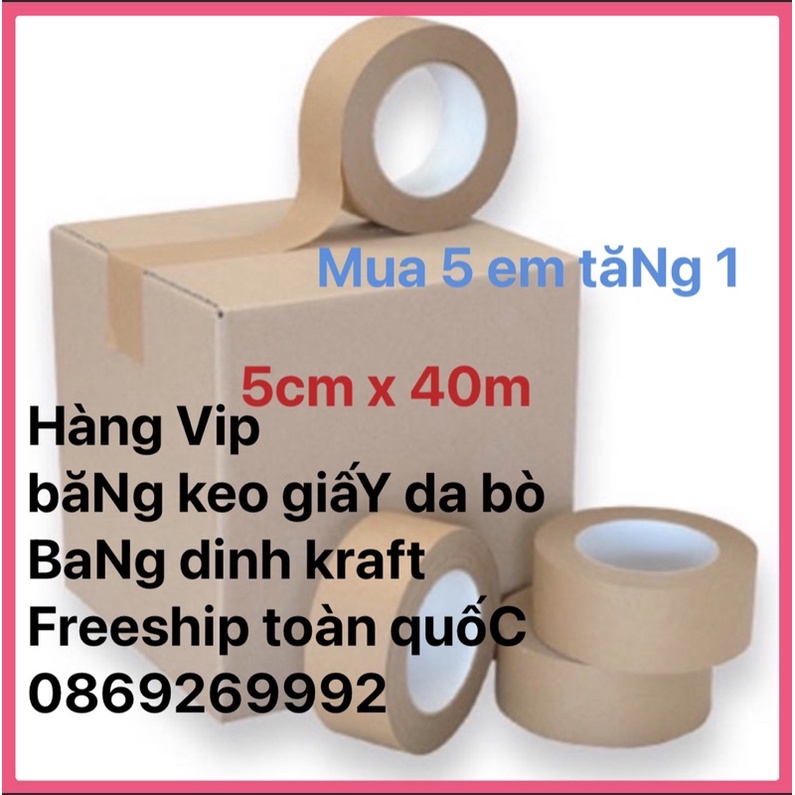 băng dính giấy da bò - băng keo kraft viết được và không viết được khổ 5cm x 40m