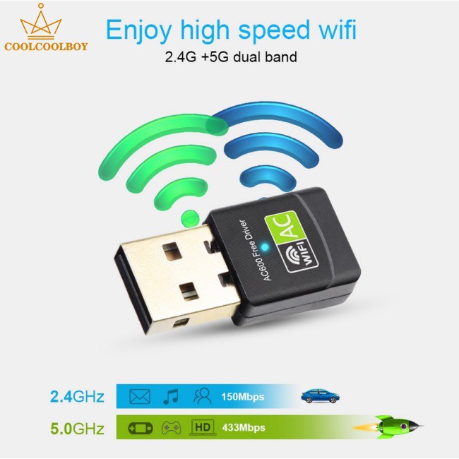 [COD] 5G Dual-band 600Mbps drive-free WIFI wireless network card USB Ethernet PC adapter wifi LAN receiver
