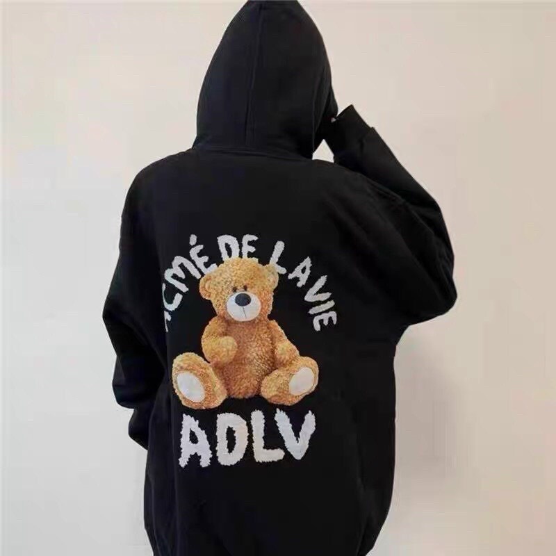 Áo nỉ hoodie ADLV GẤU , Áo nỉ hoodie unisex nam nữ form rộng oversize chất liệu Cotton kiểu dáng Hàn Quốc