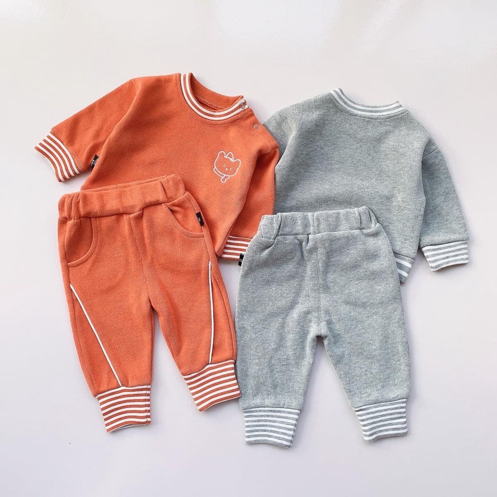 Bộ nỉ bông dài tay cho bé UNISEX Đồ bộ thu đông bé trai, bé gái 1 2 3 4 5 6 tuổi