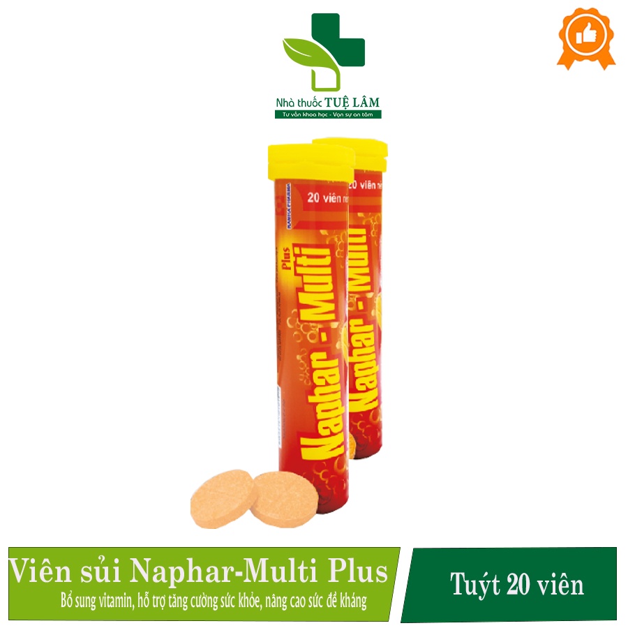 viên sủi Naphar-Multi Plus Nam Hà  tuýt 20 viên giúp bổ sung Vitamin, tăng cường sức đề kháng cho cơ thể