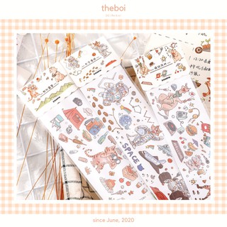 1 Tấm Sticker Dài Thế Giới Động Vật Vintage Trang Trí Sổ Bullet Journal