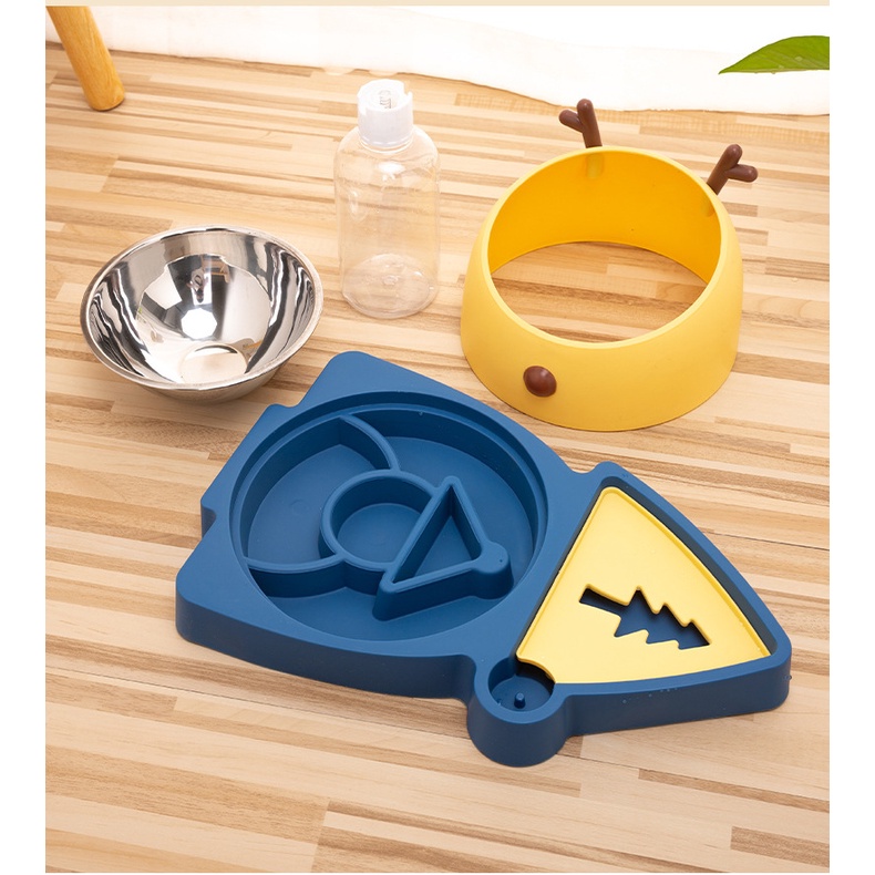 Bát/Chén ăn kèm bình nước cho chó mèo hình cây thông Noel