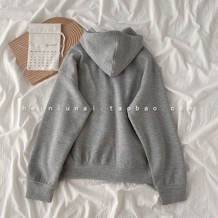 Áo khoác SUXI dài tay có mũ trùm đầu dáng suông màu trơn phong cách Hàn Quốc thời trang dễ phối đồ cho nữ