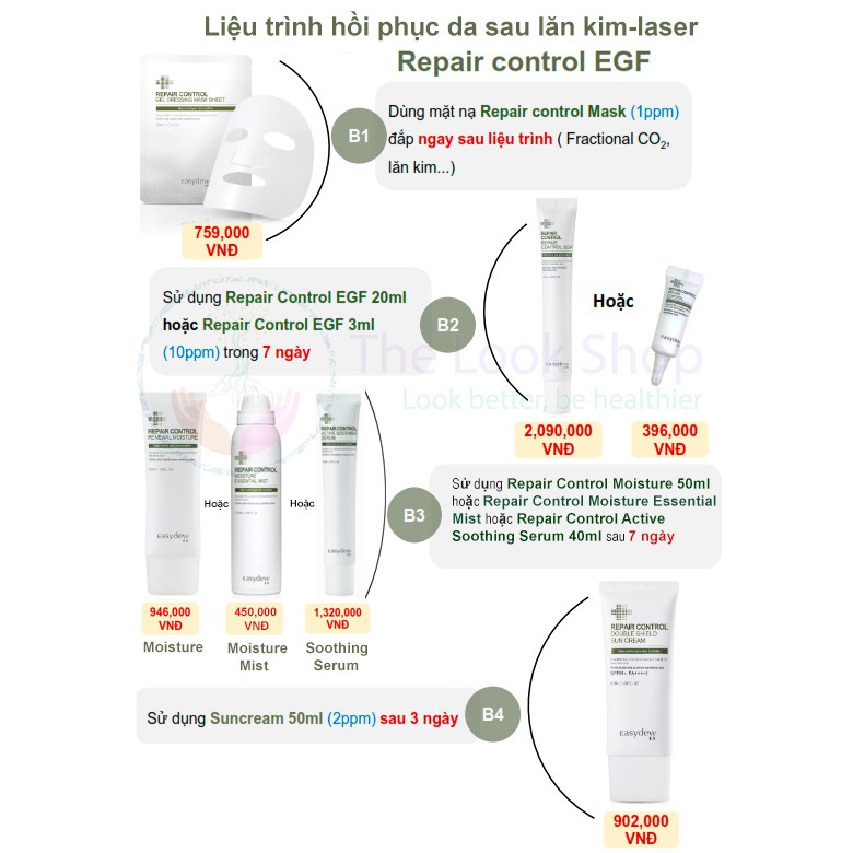 Kem chống nắng EGF dưỡng ẩm, che khuyết điểm cho da mụn, lăn kim, laser SPF50/PA++++ Easydew EX Repair Control BB cream