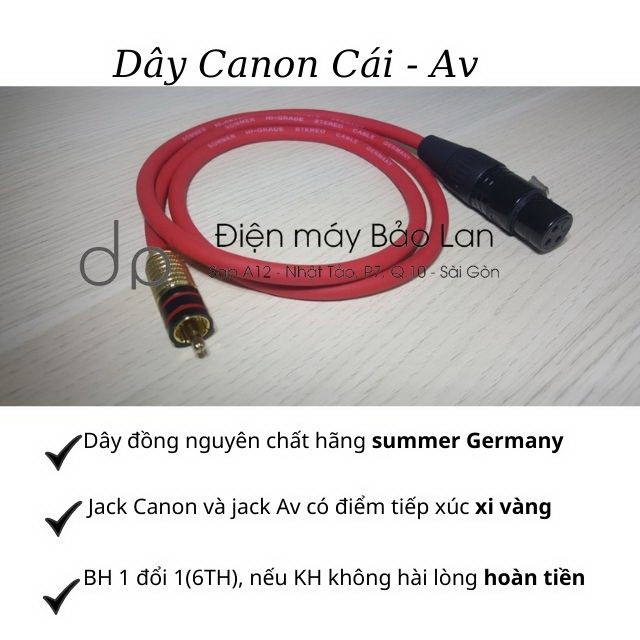 Dây Canon Ra Hoa Sen, Đồng Nguyên Chất, Sommer Germany, Màu Đỏ, Bảo Hành 6 Tháng