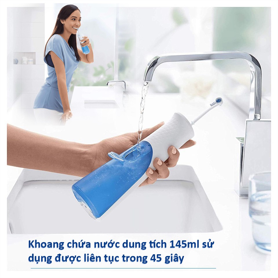 Tăm nước không dây ORAL-B AQUACARE Máy tăm nước cầm tay chuyên vệ sinh răng nhạy cảm- Hàng Đức chính hãng