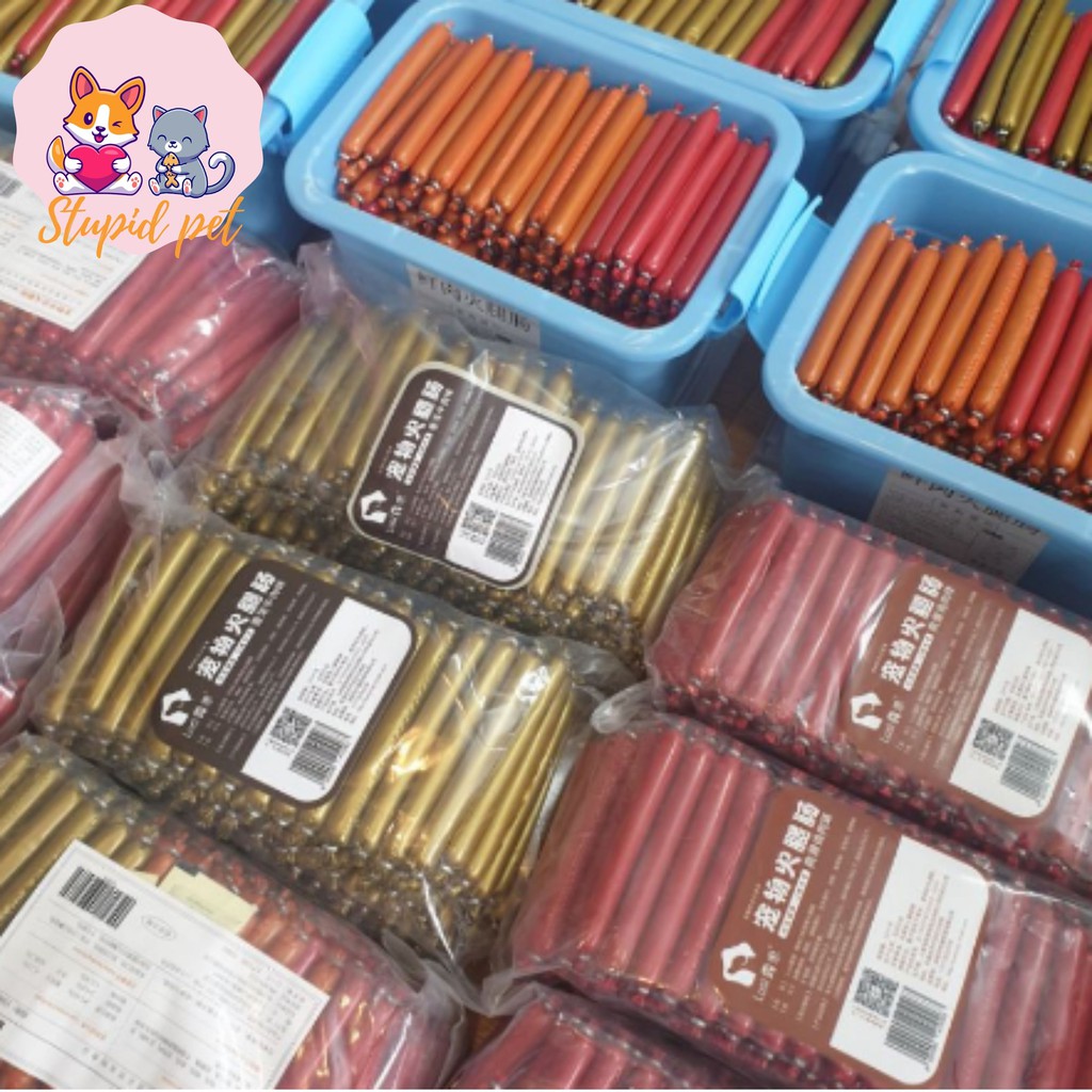 Xúc xích cho chó mèo ,bò gà vịt , phô mai, cá, dê xúc xích dinh dưỡng thưởng