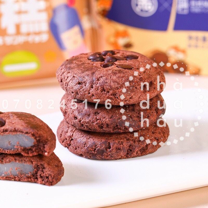 Lẻ một cái bánh qui phủ chocochip nhân mochi dẻo 3 vị hiệu Keraomai Hongkong hộp giấy cute