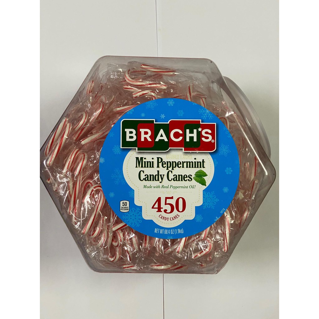 Kẹo Cây Gậy Bạc Hà Mini Brachs Peppermint Candy Canes - Mỹ