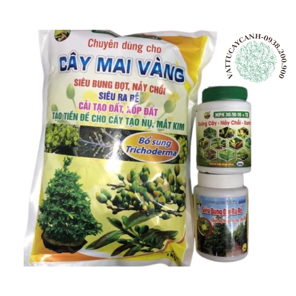 COMBO Phân bón mai vàng chuyên dùng chăm sóc cây Mai(nảy chồi, bung đọt, phân mai)