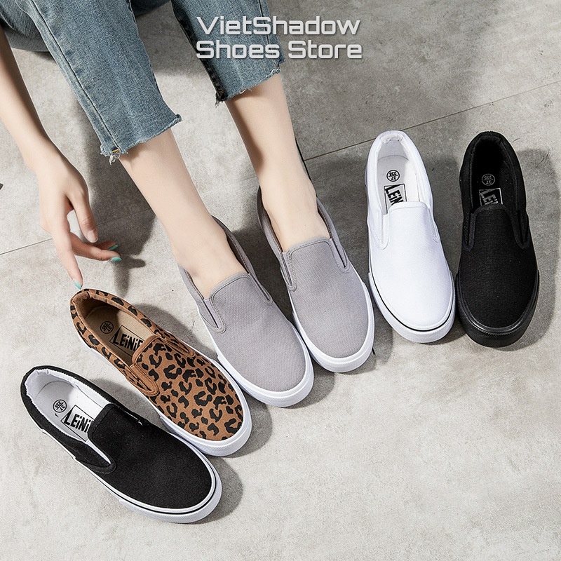 Slip on nữ - Giày lười vải nữ thương hiệu LEiNiER - Chất liệu vải bố sợi cotton 4 màu - Mã SP 227