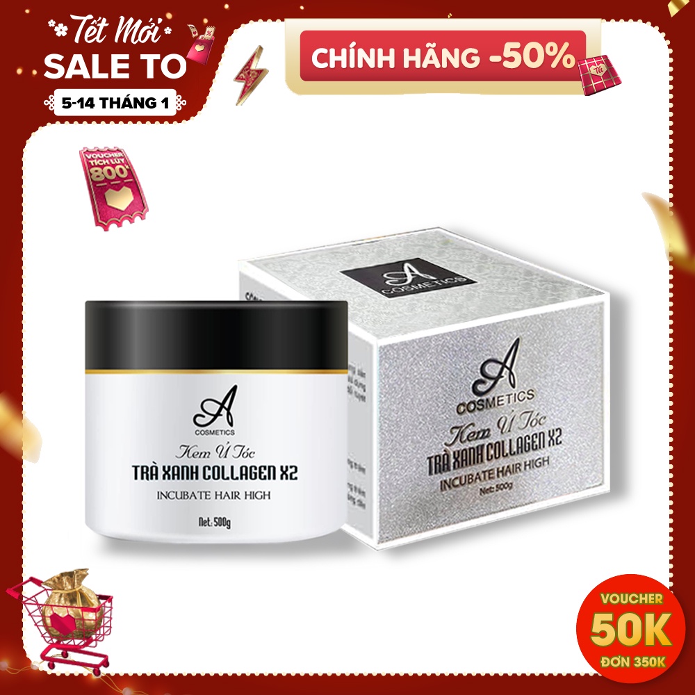 Kem Ủ Tóc Phục Hồi Tóc Hư Tổn nặng Tinh Chất Trà Xanh Acosmetics - 500g