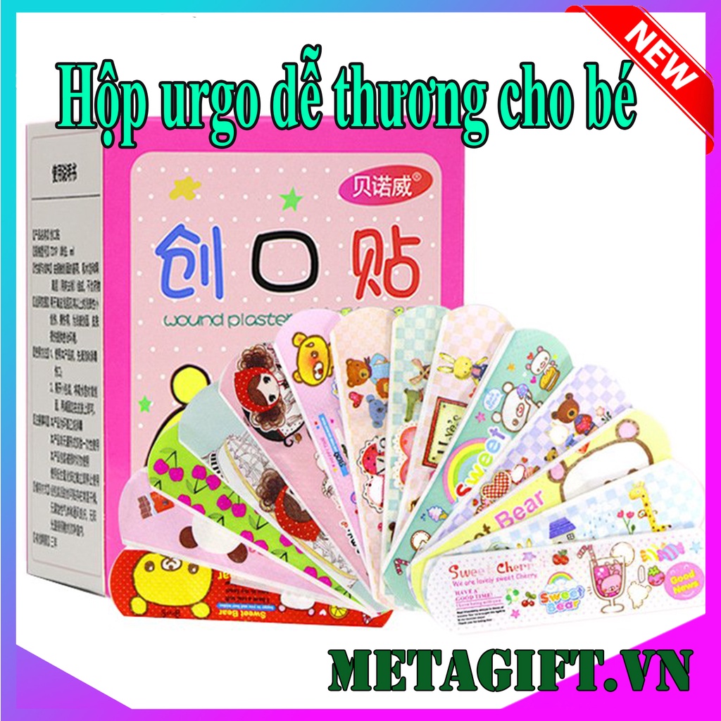 Hộp băng gâu dán băng keo cá nhân hoạt hình cute dễ thương cho bé - 100 miếng