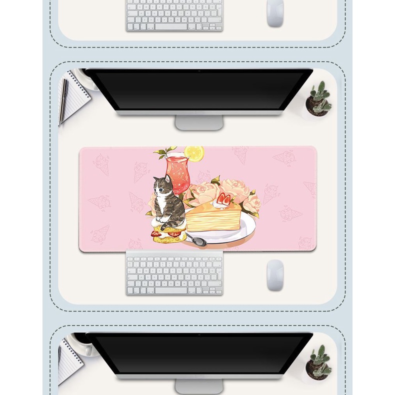 Tấm Lót Chuột Và Bàn Phím Máy Tính Cỡ Lớn In Hình Mèo Dễ Thương Tiện Dụng Cho Gia Đình / Văn Phòng