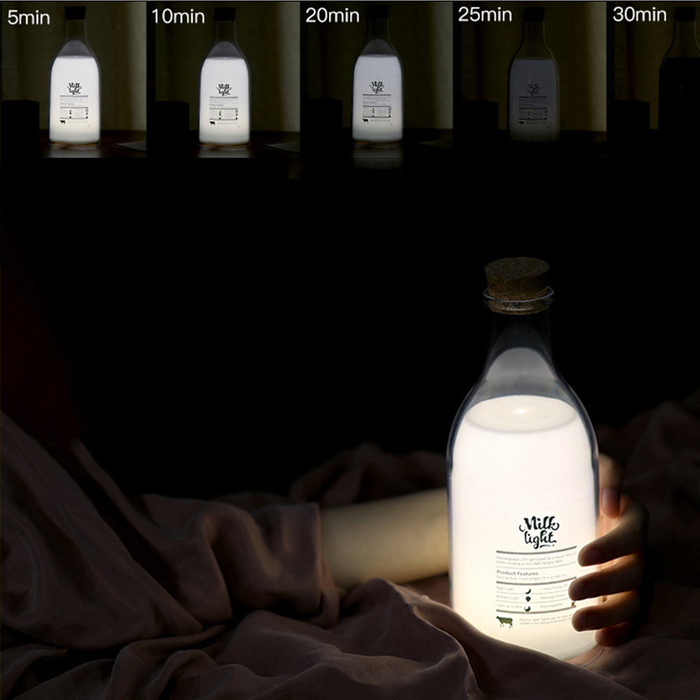 1 Đèn Ngủ Hình Bình Sữa Sạc Usb Màu Trắng Hỗ Trợ Giấc Ngủ Cho Bé