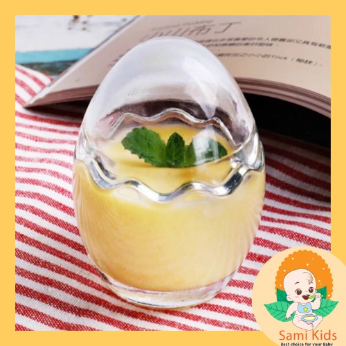 Hũ thủy tinh hình quả trứng 60ml làm sữa chua, hủ hấp flan, bữa phụ cho bé ăn dặm SAMI KIDS