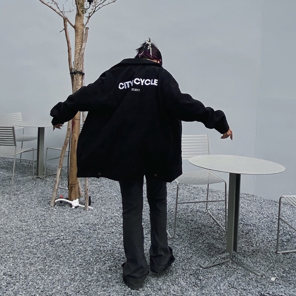Áo khoác nam nữ jacket nhung tăm Jiang Store - Áo khoác nhung tăm Unisex form rộng 3 lớp dày dặn