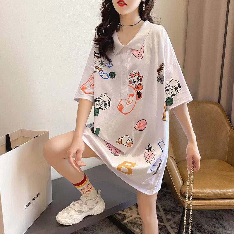 NRVP Áo Thun Tay Ngắn Dáng Rộng Cỡ Lớn Thời Trang Hàn Quốc Xinh Xắn Cho Nữ