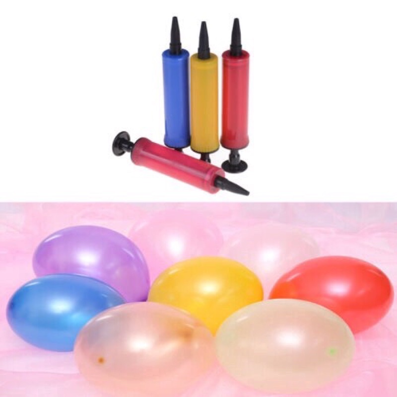 Bơm bóng cầm tay ống nhựa cỡ bé, bơm bóng phao, bơm bóng bay sinh nhật