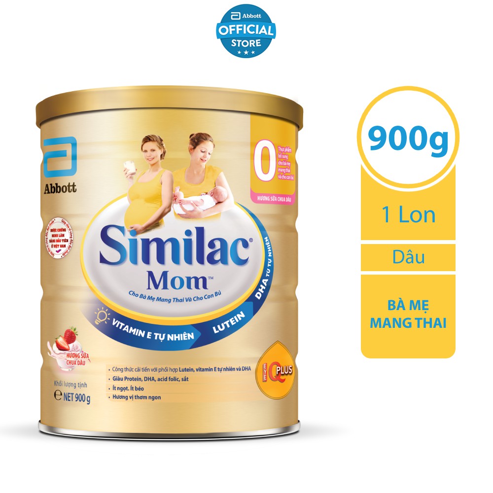 Sữa bột Similac Mom IQ hương sữa chua dâu 900g