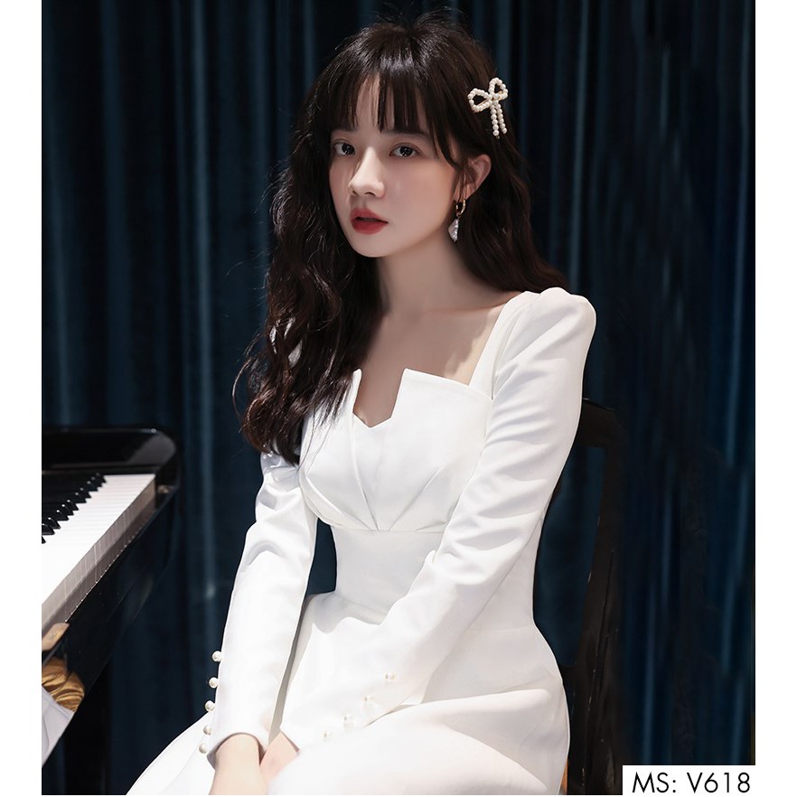 Đầm dự tiệc trắng tinh khôi tay dài cực sang - Jully Dress | BigBuy360 - bigbuy360.vn