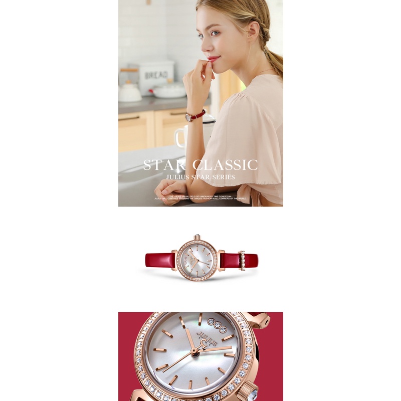Đồng hồ nữ Julius Star Hàn Quốc chính hãng JS-012, dây da