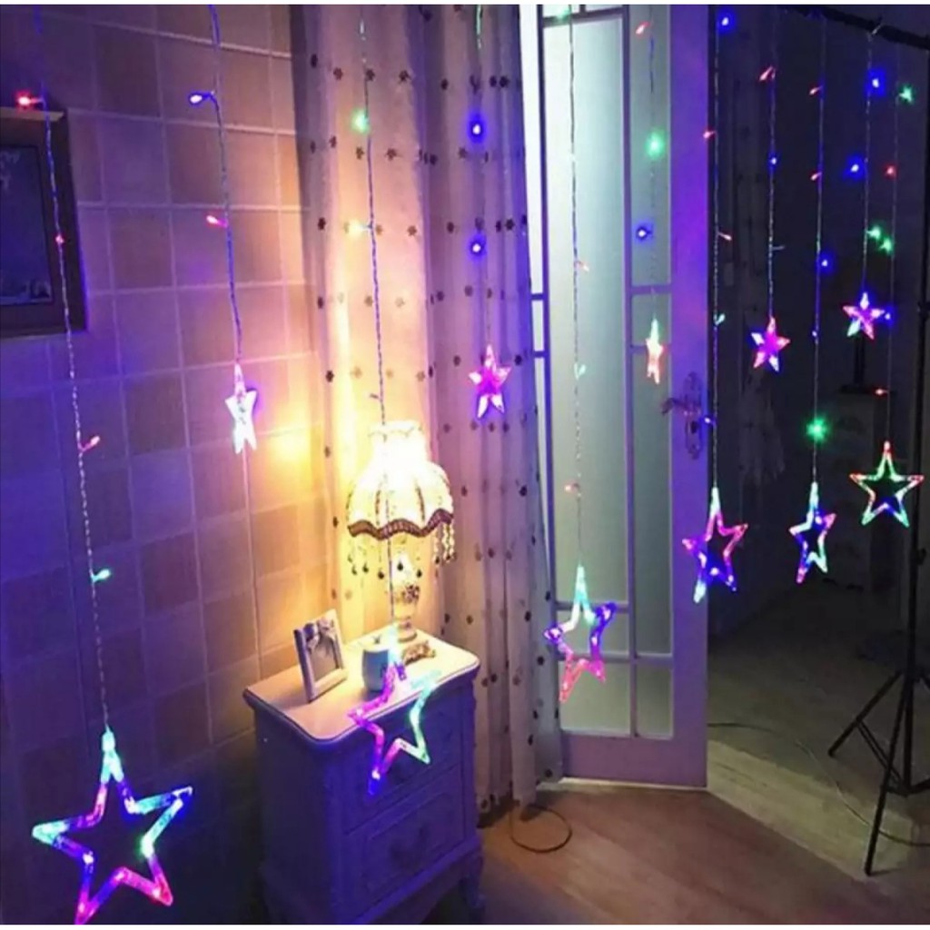 Đèn trang trí, đèn nháy hình ngôi sao nhiều chế độ. Dài 5m 12 bóng