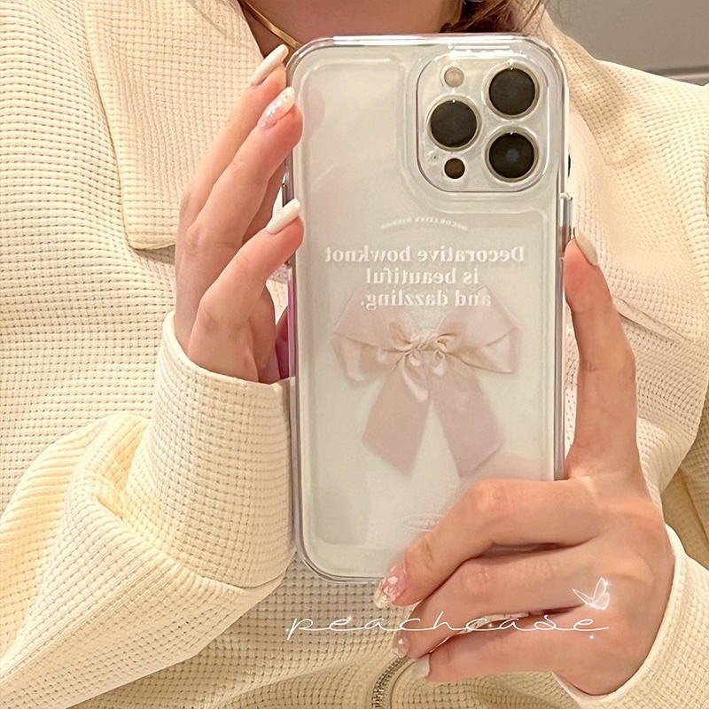 Ốp Điện Thoại Trong Suốt Chống Sốc Họa Tiết Thắt Nơ Cho iPhone 11 12 13 Pro MAX X XS MAX XR 7+ 8+ 7 8 Plus