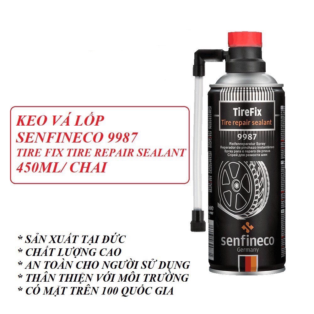 Senfineco 9987 - Keo tự vá bánh xe và phòng ngừa thủng lốp xe Senfineco Tire Fix Tire Repair Sealant 450ml Tặng Khăn