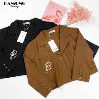 Áo Khoác Vest Túi Thêu Màu Nâu Bò (Kamong shop)