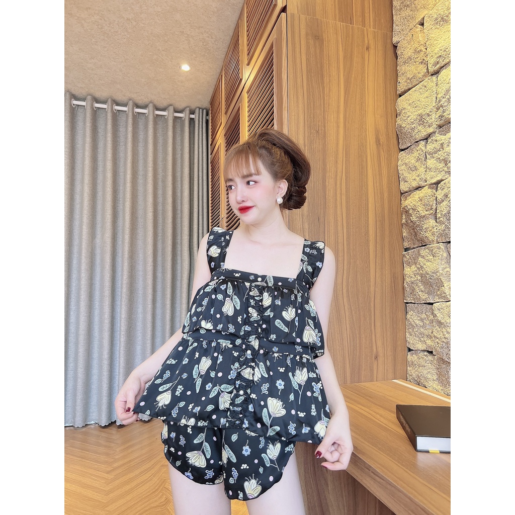 Bộ Đồ Ngủ SOJUN vải Latin 2 tầng đính nút dưới 70Kg