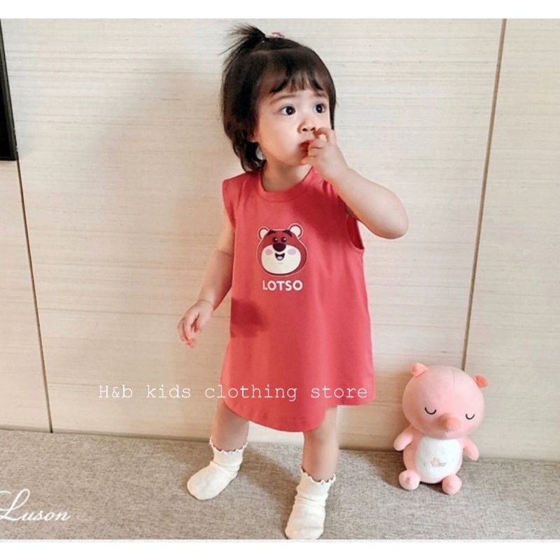 Đầm Sát Nách Hoạ Tiết Cute Cho Bé 8-15kg