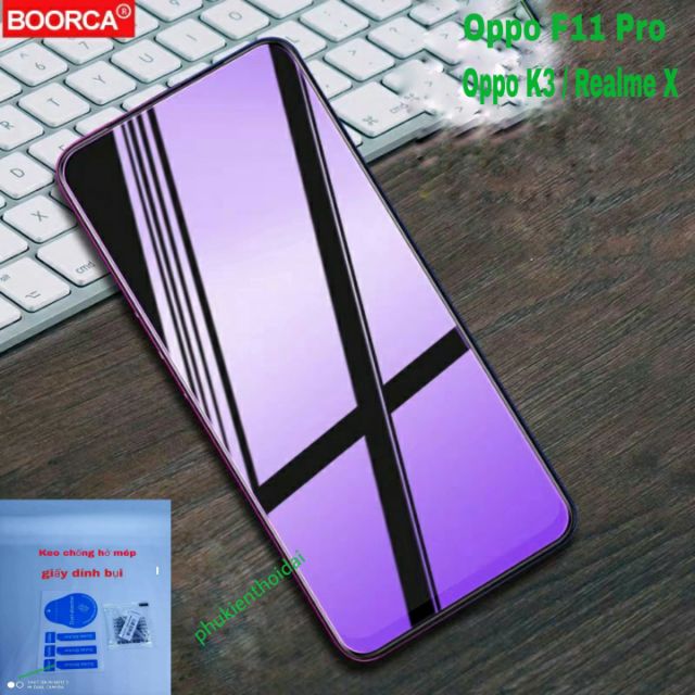 Kính cường Oppo K3 / Realme X / Oppo F11 Pro tím chống tia UV hại mắt 9H / 2.5D  ( tặng keo mép )