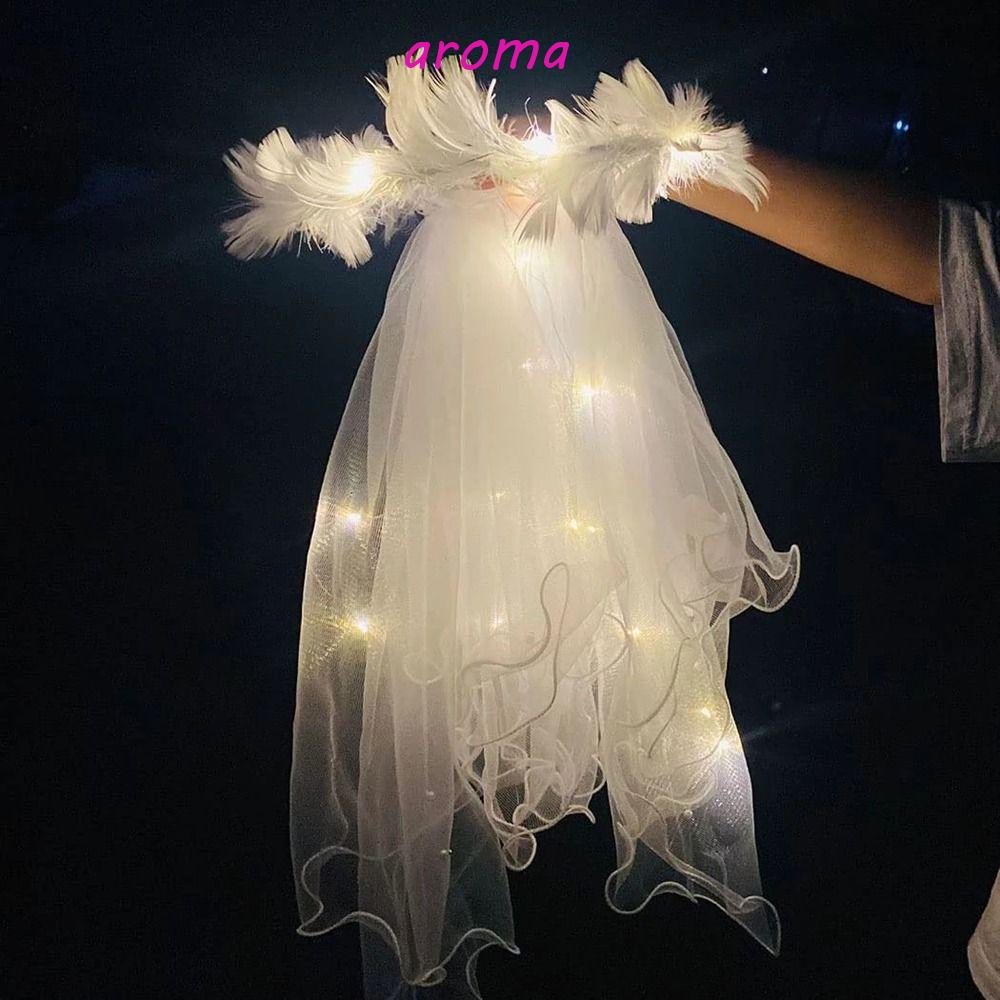 Kẹp Tóc Hình Vương Miện Lưới Có Mạng Che Mặt LED Cho Cô Dâu