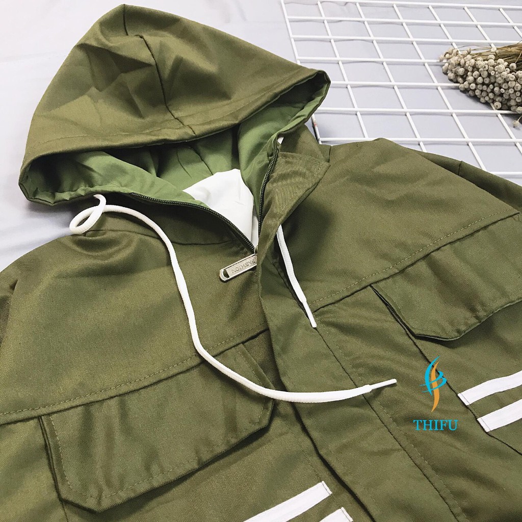 [Ảnh Thật]Áo khoác Kaki lót dù hai sọc Freesize Dưới 65Kg AK39 | BigBuy360 - bigbuy360.vn