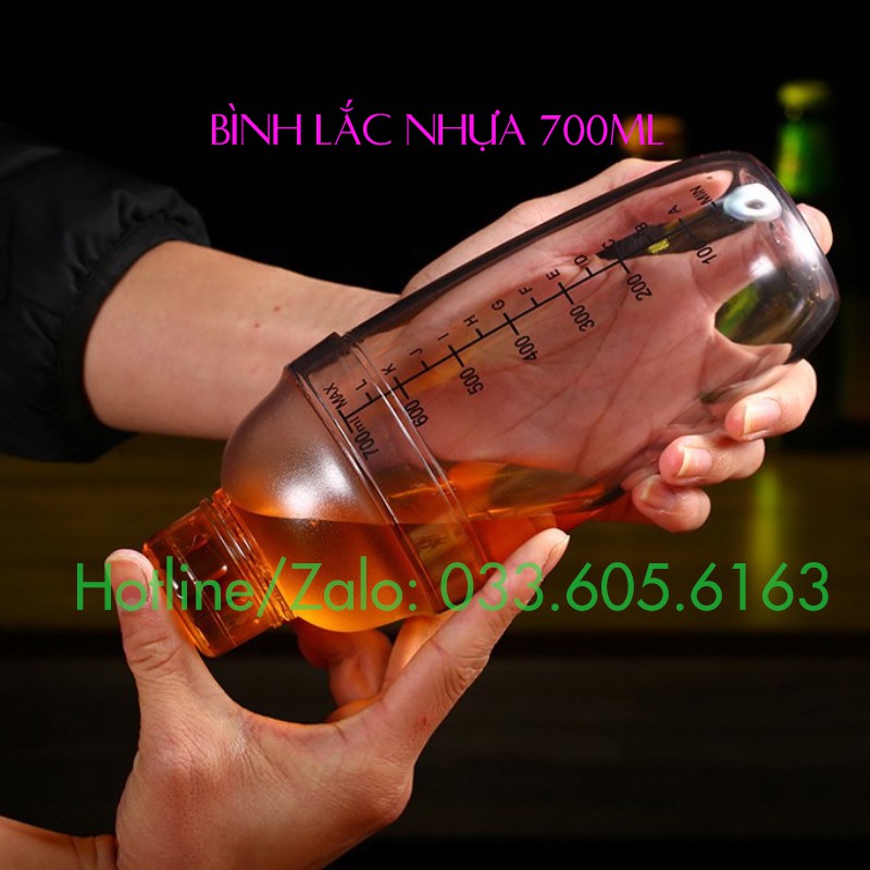 Bình lắc Shaker pha chế nhựa chia vạch đen 350ml- 500ml - 700ml - 1000ml - có bán thêm nắp bình lắc...