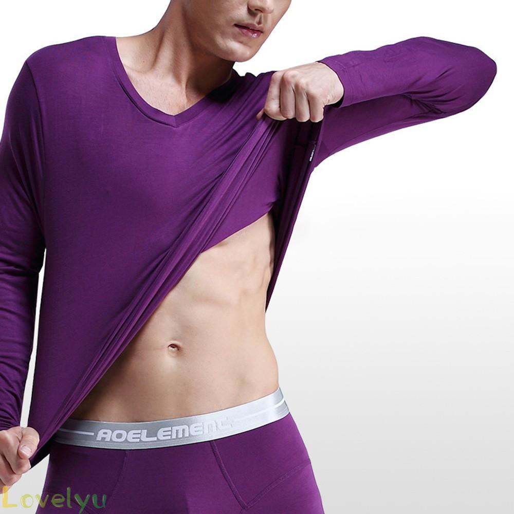 【LOVELYU】Mens Thermal Underwear Long-Sleeved Tight-Fitting Autumn Winter Bottoming Shirt【Good Quality】