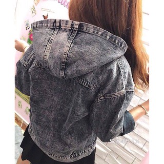 ÁO KHOÁC JEAN NỮ CÓ MŨ CAO CẤP, FREESIZE DƯỚI 55KG - MS028