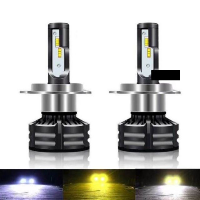 Đèn pha led T6 cos 3 màu chân H4 siêu sáng lắp đc cho cả ô tô xe máy