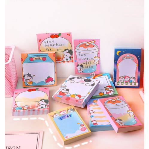 Sổ note bò sữa N50 sổ note heo hồng cute sổ note vuông dễ thương