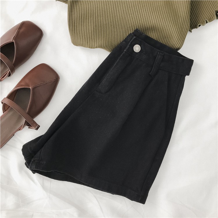 Quần Đùi Denim Lưng Cao Ống Rộng Cá Tính Cho Nữ | BigBuy360 - bigbuy360.vn