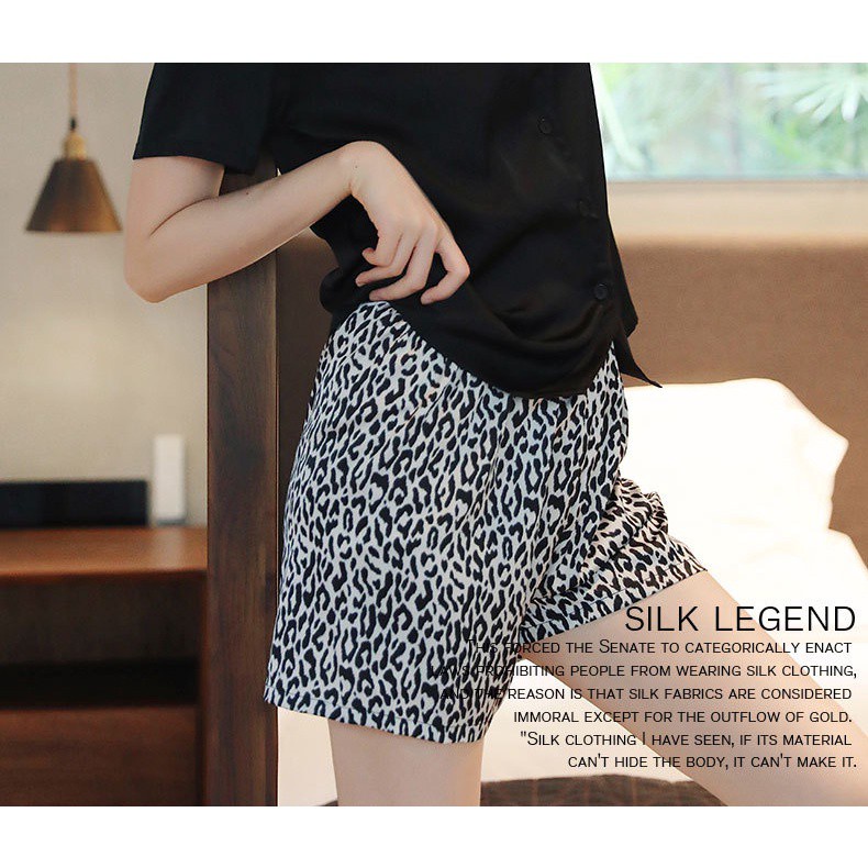 Set đồ ngủ cổ chữ V phối họa tiết da báo/ngựa vằn thời trang mùa hè dành cho nữ