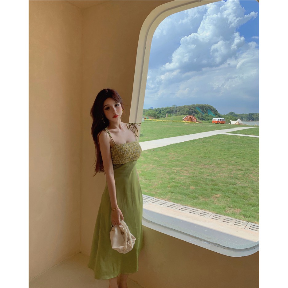 Đầm hai dây dáng ôm họa tiết hoa thời trang cho nữ