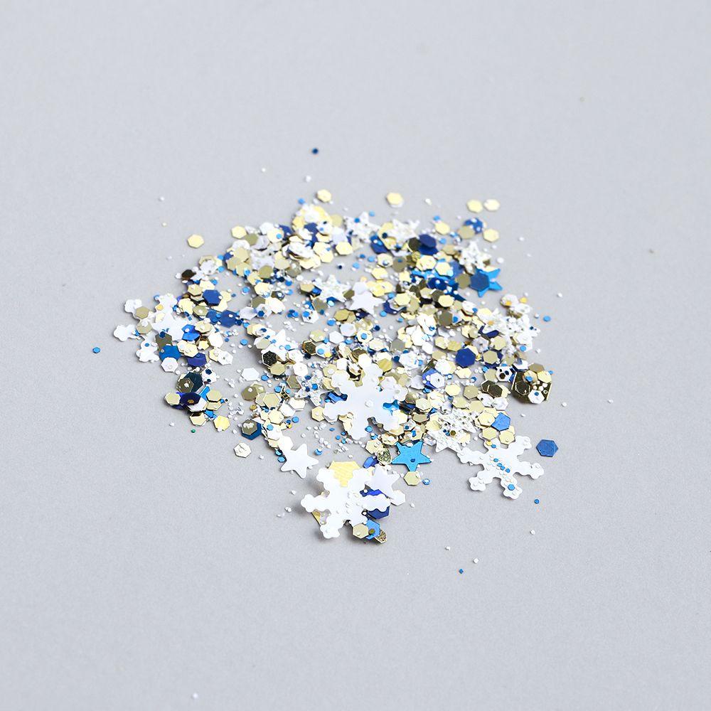 QQMALL Bộ Kim Tuyến Hình Học / Bông Tuyết / Ngôi Sao Thời Trang Trang Trí Móng Tay DIY