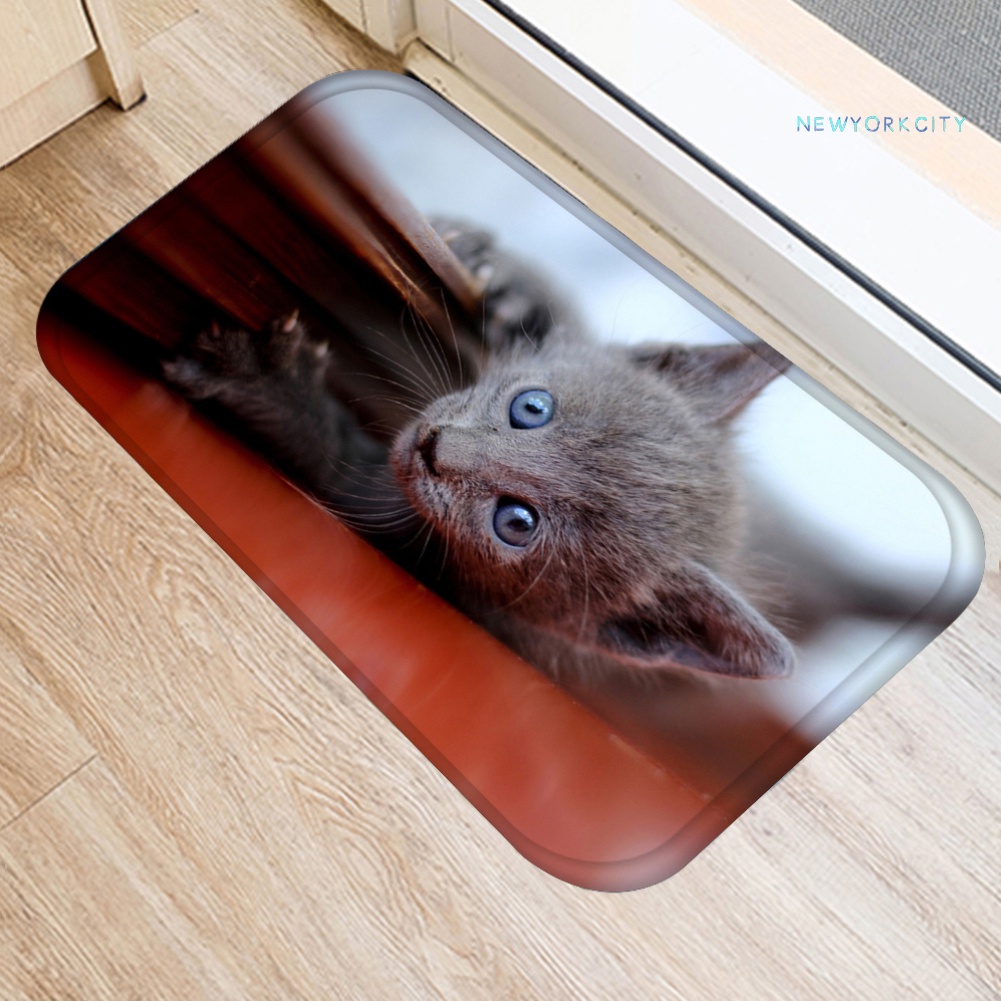 Thảm lót cửa chùi chân Mềm Mại Chống Trượt Họa Tiết Mèo Dễ Thương